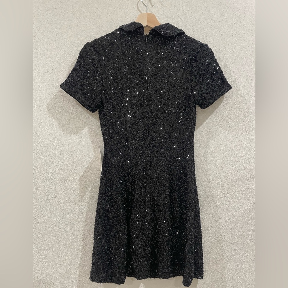 NWT Petal & Pup McKenzie Sequin Black Button Up Collar Mini Dress XS - Picture 15 of 16